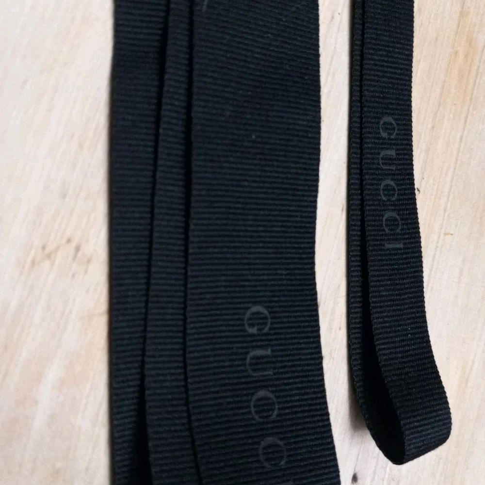 Authentic GUCCI Black Logo Ribbon Set 3.75yds – Very Rare 2 Sizes Couture Trim - Picture 3 of 3